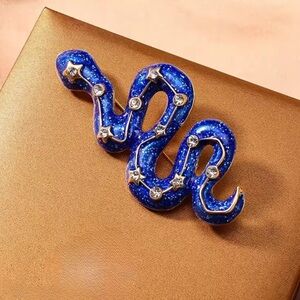 Galaxy Snake Blue Serpent Constellation Stars Brooch